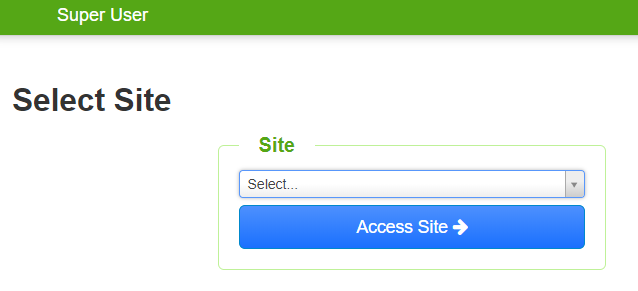 Drop down box enabling user to select Site field.